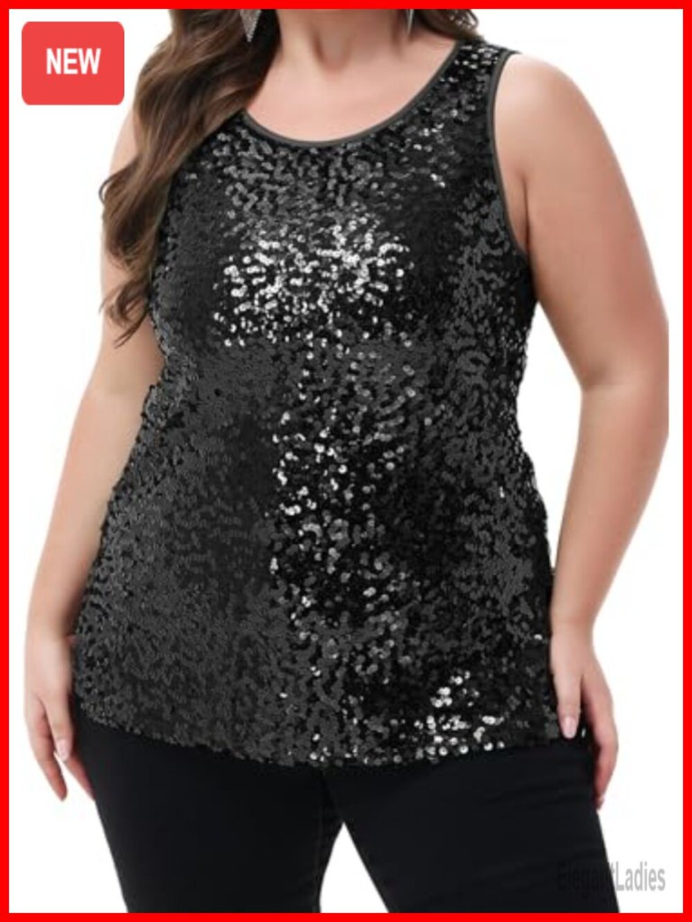 Plus Size Sequin Sleeveless Tank Top